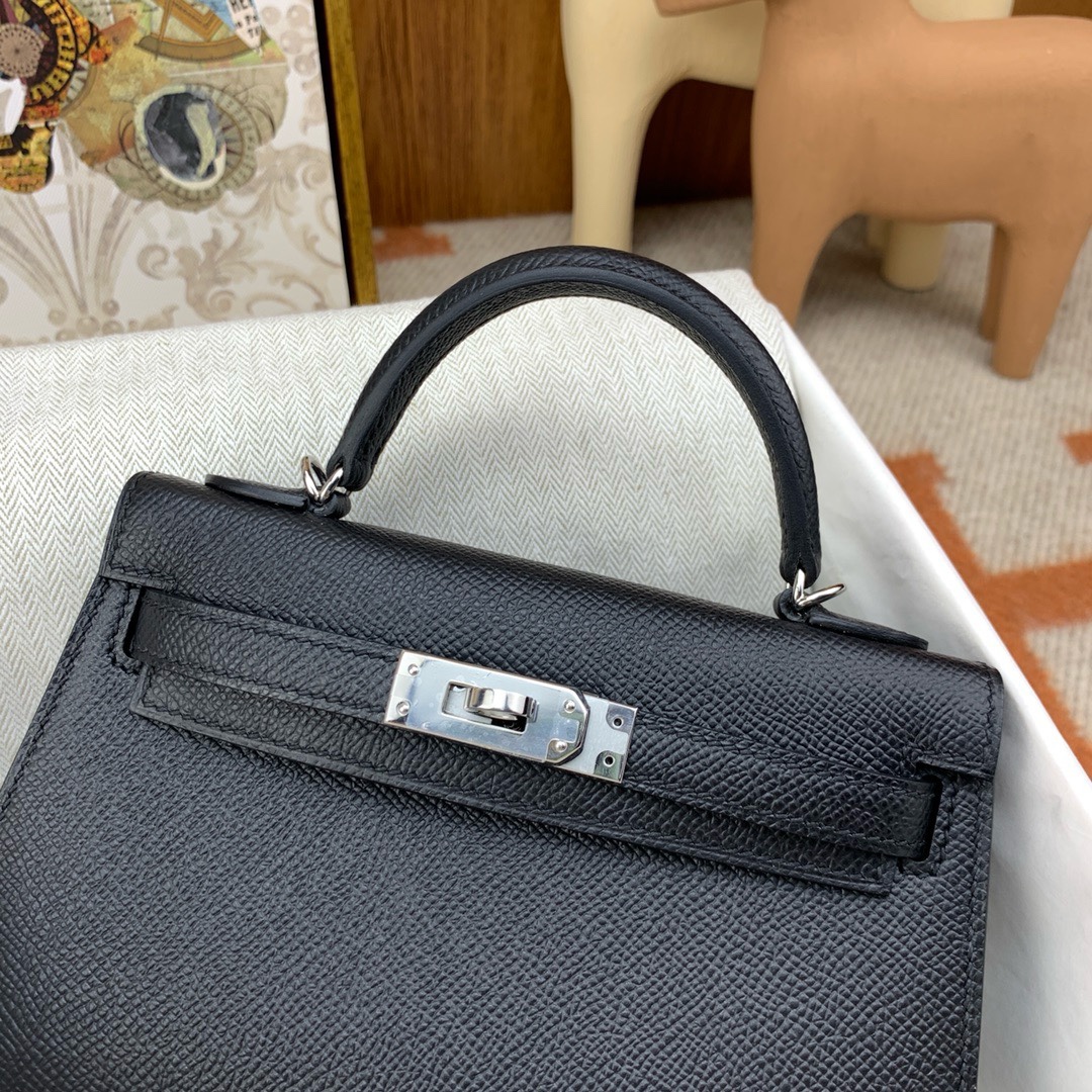 에르메스 미니 켈리백19 블랙 은장